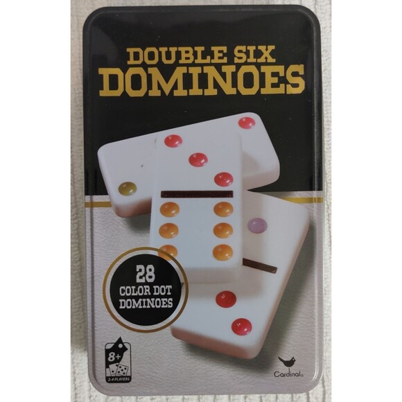 Dominoes Cardinal Double Six Color Dot 28 Jumbo Size Pieces- Open-Box - Picture 1 of 9